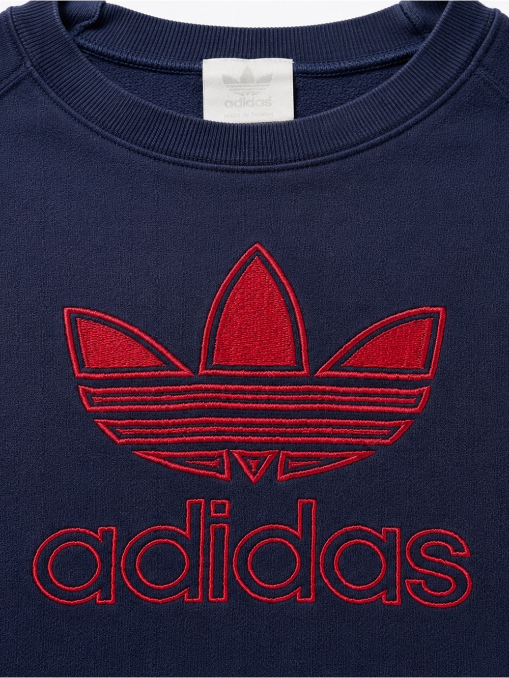 Vintage 80’s Adidas Navy Cropped Sweatshirt - Red Logo - Picture 2 of 4